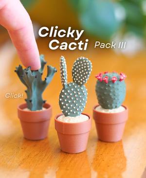 Clicky Cacti Pack 3 - Clicker Fidget Toy - Cactus Clickers - Pocket Plants Collection
