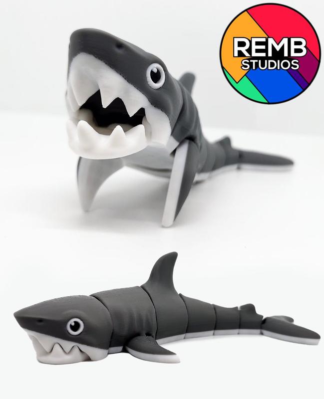 Flexi Great White Shark | Print in Place | NO Support