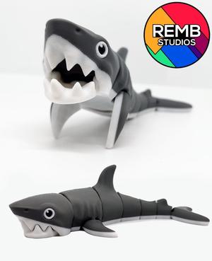 Flexi Great White Shark | Print in Place | NO Support