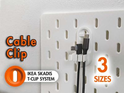 Cable Clip for IKEA SKADIS (T-Clip system) 3 sizes