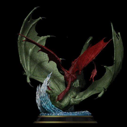 Caraxes vs Vhagar - House of the Dragons - Battle over the Eye of the Gods