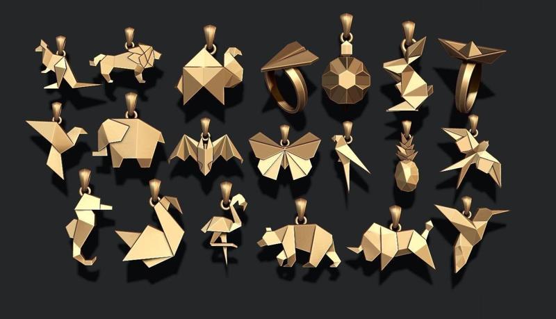 low poly ship camel lion  parrot bat dove bull pendants pack