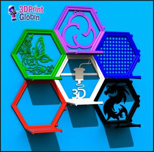 SET OF 6 HEXAGONAL SHELF STANDS - BEEHIVE