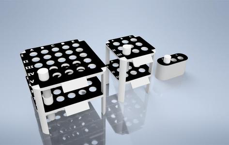 Stackable 10 mm sample organizer - Simport transport tubes