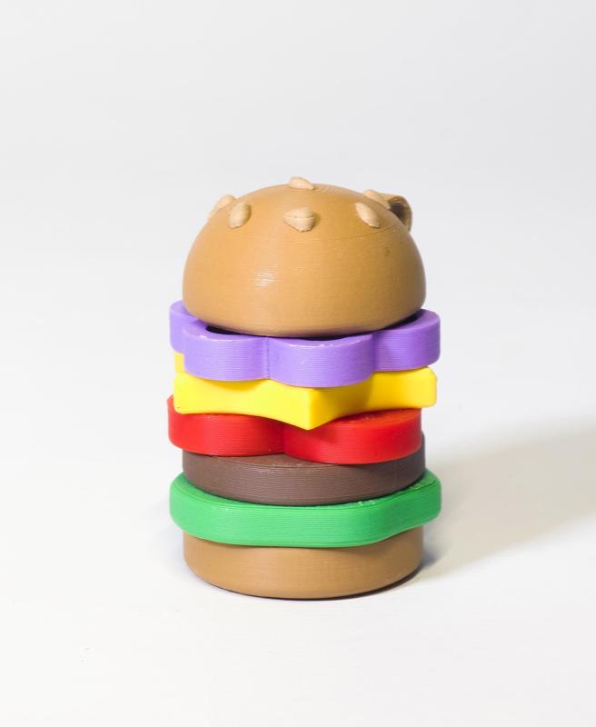 Modular spinning burger keychain