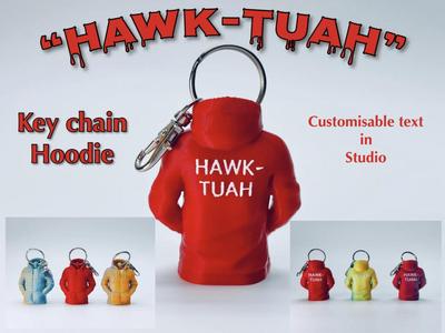 "Hawk-Tuah" Hoodie key chain (wording customisable)