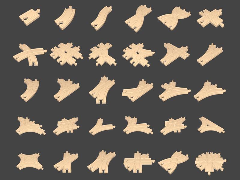 Brio Compatible Train Track - 30 track shapes, 199 variants