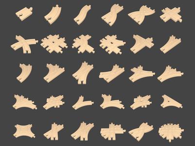 Brio Compatible Train Track - 30 track shapes, 199 variants