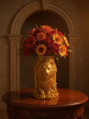 Lion Throne Planter – Royal Guardian Flower Pot