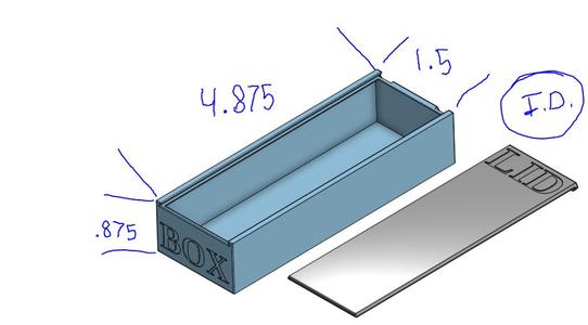 BOX and LID sliding dovetail box includes empty box with lid each inscribed box and lid respectively