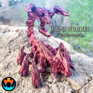 Dune Striker, Articulating Dragon, Flexi Articulated Scorpion Beast, Print in Place, No Supports, Fantasy Creature