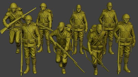 Japanese soldiers ww2 J1 Pack1 3D Model Collection