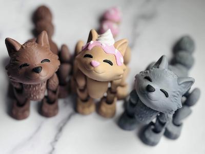 Kawaii Articulated Lazy Sprinkles Puppy + Lazy Wolf Variant