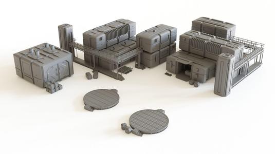 Sci fi Colony Modules Collection for tabletop scenery