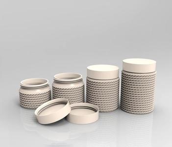 Set of 4 Storage Boxes with Screw Caps – 3D Printing STL File – Instant Download