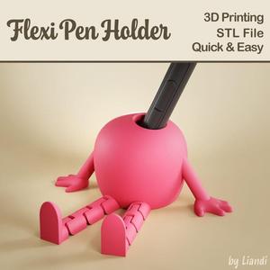 Pen Holder STL with Flexible Legs – 3D Print File, Flexi Sitting Toy, Articulated, Digital Download for Commercial Use
