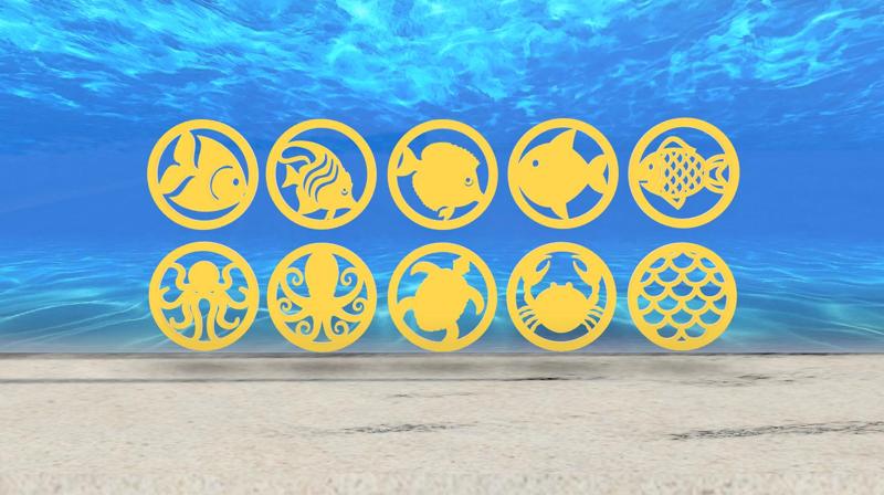 Sea Life Coasters Set - 10 Coasters