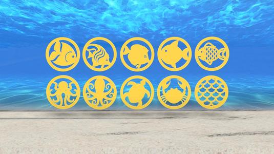 Sea Life Coasters Set - 10 Coasters