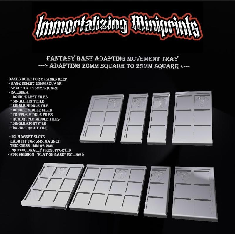 Base Adapting Movement Tray 20mm to 25mm-files 3 ranks deep
