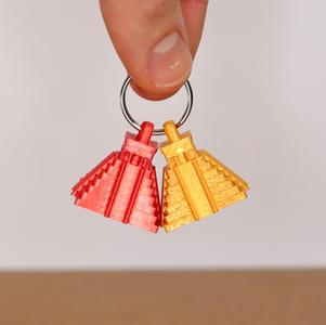 Aztec temple keychain