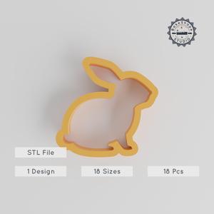 Rabbit Shape Cutter Set, 18 Sizes, Perfect for Cookies, Fondant & Clay, Animal Fauna Design PRODUCT_140