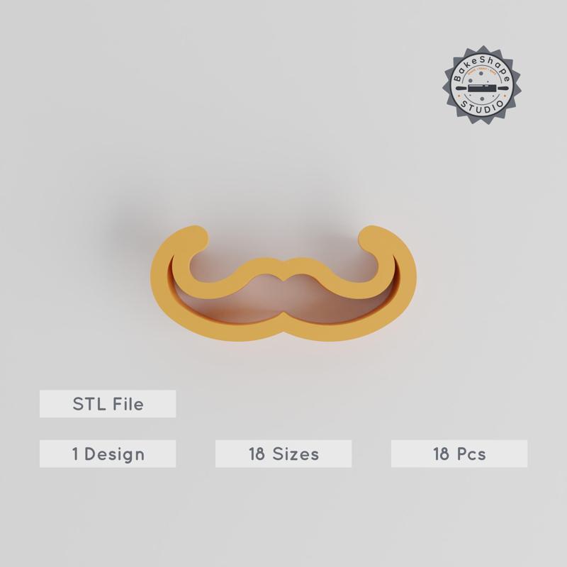 Moustache Shape Cutter Set, 18 Pieces, 0.75"-5", Perfect for Cookies, Fondant & Clay PRODUCT_260