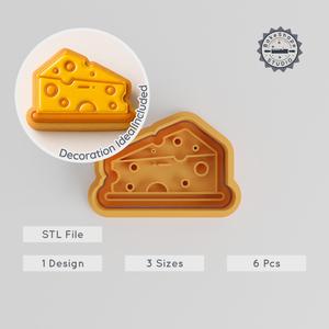 Cheese Shape Cutter & Stamp, Cookie & Fondant Decorating Tool, 6-Piece Set, Small to Large Sizes PRODUCT_758