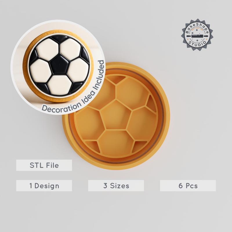 Football Shape Cutter & Stamp, Cookie & Fondant Craft Set, 3 Sizes S/M/L, Sports Ball Decor PRODUCT_609
