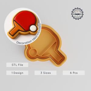 Sports Table Tennis Cookie Cutter & Stamp Set, Includes Racket & Ball Designs, 6 Piece Collection, S/M/L Sizes PRODUCT_616
