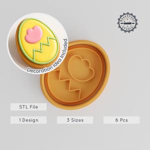 Easter Egg Cookie Cutter & Stamp Set, Decorative Holiday Egg, 6 Piece, S/M/L Sizes, Perfect for Fondant & Baking PRODUCT_73