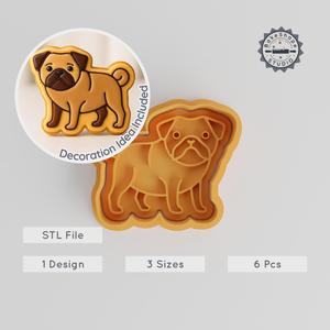 Pug Cookie Cutter & Stamp Set, Pet Dog Design for Cookies and Fondant, Includes Small, Medium & Large Sizes PRODUCT_298