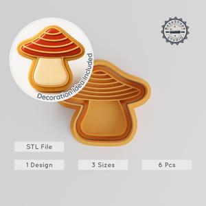 Mushroom Shape Cutter & Stamp Set, Cookie & Fondant Decor, S/M/L Sizes, Nature & Plant Theme PRODUCT_1001