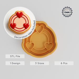 Heart Shape Cutter & Stamp Set, Perfect for Cookies & Fondant, 3 Sizes, 6 Pieces, Romantic & Passionate Design PRODUCT_193