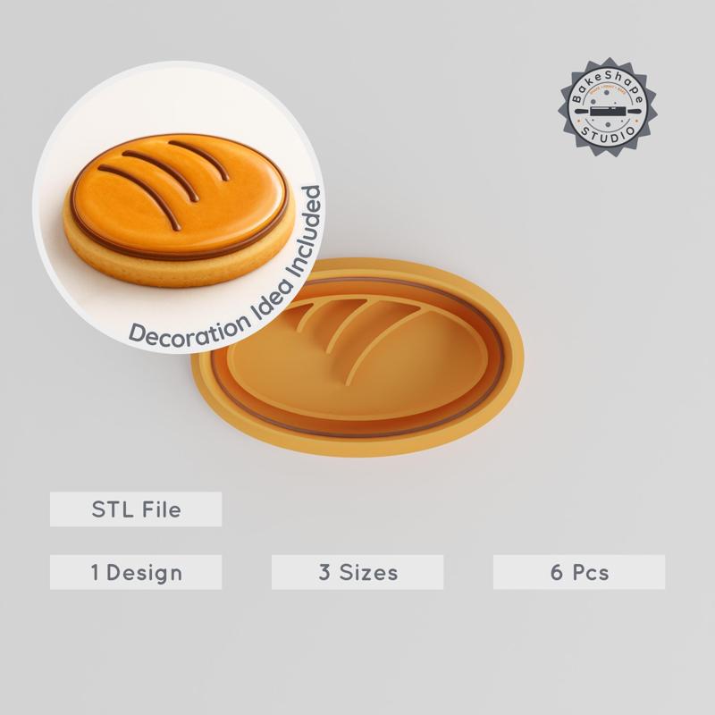 Bun Shape Cutter & Stamp Set, 6-Piece, Perfect for Cookies & Fondant, Bread Roll, Burger Bun, Dinner Roll, S/M/L Sizes PRODUCT_543