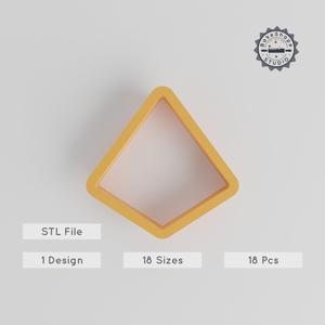 Diamond Shape Cutter Set, Rhombus Cookie & Fondant Cutter, 18 Sizes from 0.75" to 5.00", Perfect for Clay & Baking PRODUCT_1175