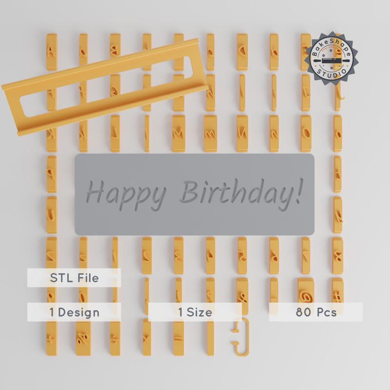 Kalam Font Tiles 1/2", 80-Piece Set, Font Tile Set for Clay, Cookies & Fondant PRODUCT_2806