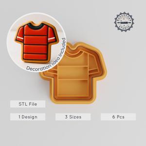 Soccer Jersey Cutter & Stamp Set, Perfect for Cookies & Fondant, Sportswear Themed, 6 Pieces, S/M/L Design PRODUCT_592