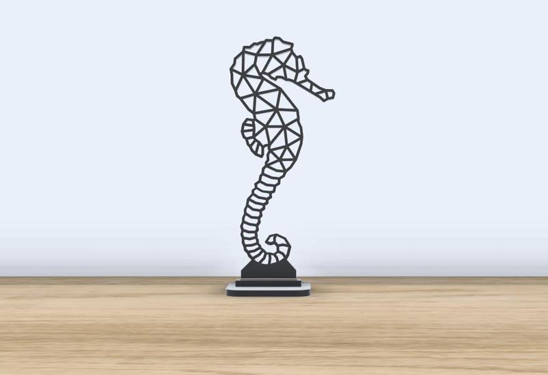 Geometric Low Poly - Seahorse - With Stand