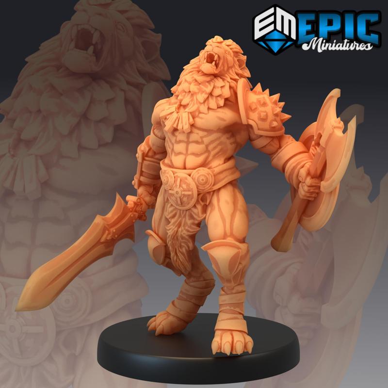 Catfolk Lion Warrior Roar / Feline Gladiator / Werelion
