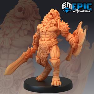 Catfolk Lion Warrior Roar / Feline Gladiator / Werelion
