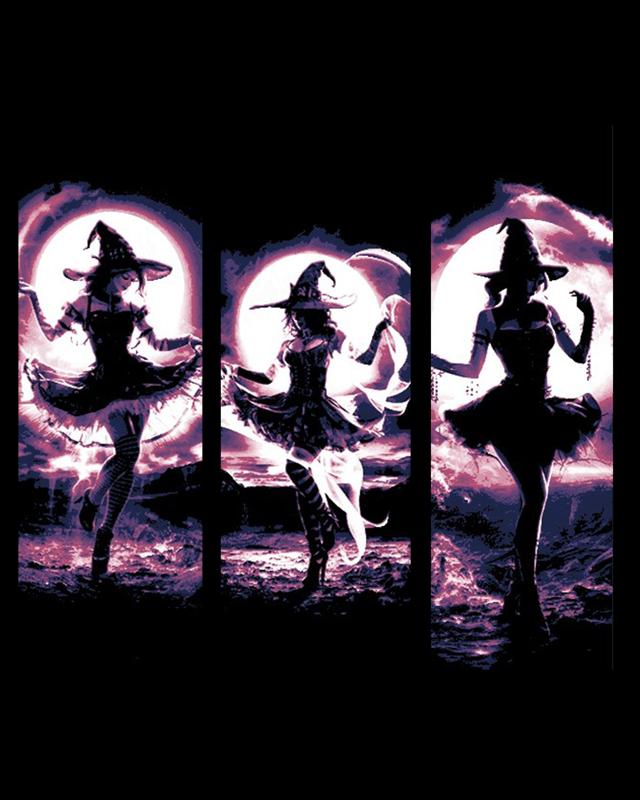 Witches Dancing under the Halloween Moon Lit Sky - Set of Bookmarks