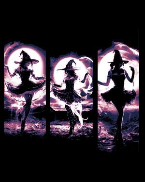 Witches Dancing under the Halloween Moon Lit Sky - Set of Bookmarks