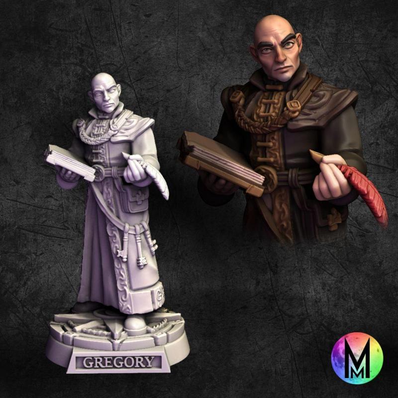 Gregory the Wizard Monk ( Bald Wizard with book and quill)
