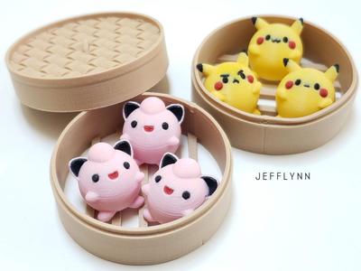 Jigglypuff Pokemon Bun Fidget Keychain (Dim Sum)
