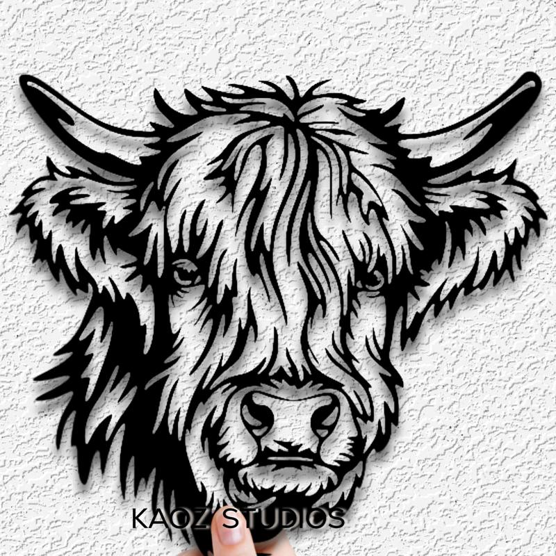 highland cow wall art mountain cattle wall decor furry bull decoration