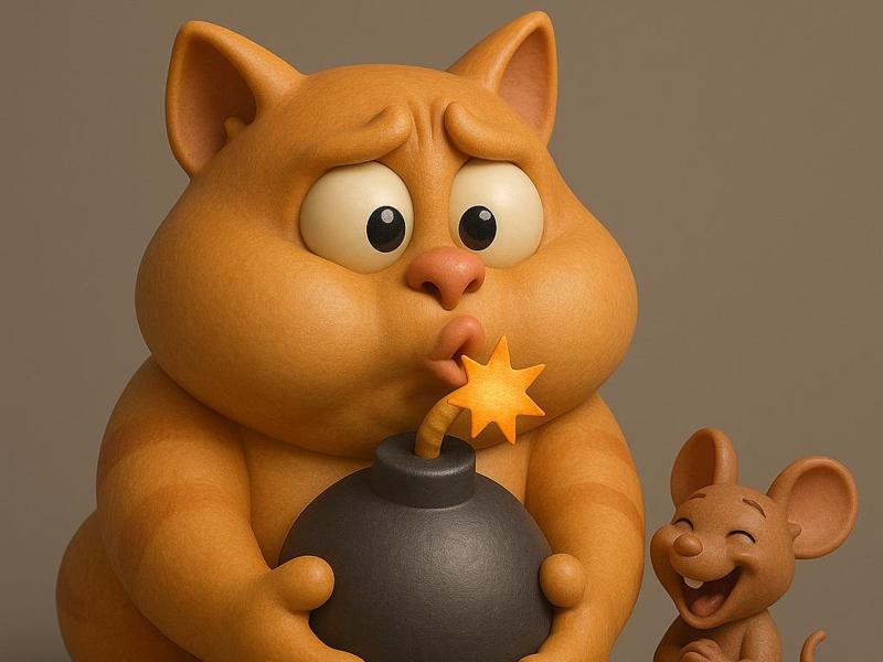 Cartoon cat with mouse funny scene cartoon world!