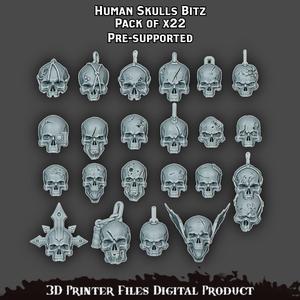 Human skull set Wargame Miniature Pre Supported