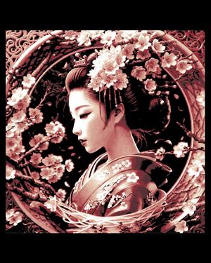 Spring Cherry Tree Blossoms and the beautiful artist Geisha