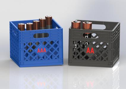 Milk Crate Battery Holders for AA & AAA Batteries w/ 2-Color Printed Labels!