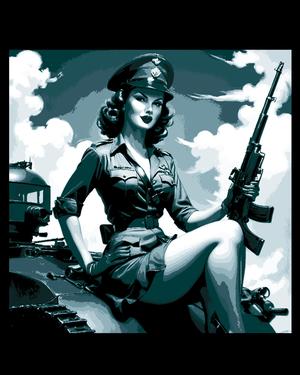 Classic Army Pinup Girl Rallying the Troops to Victory